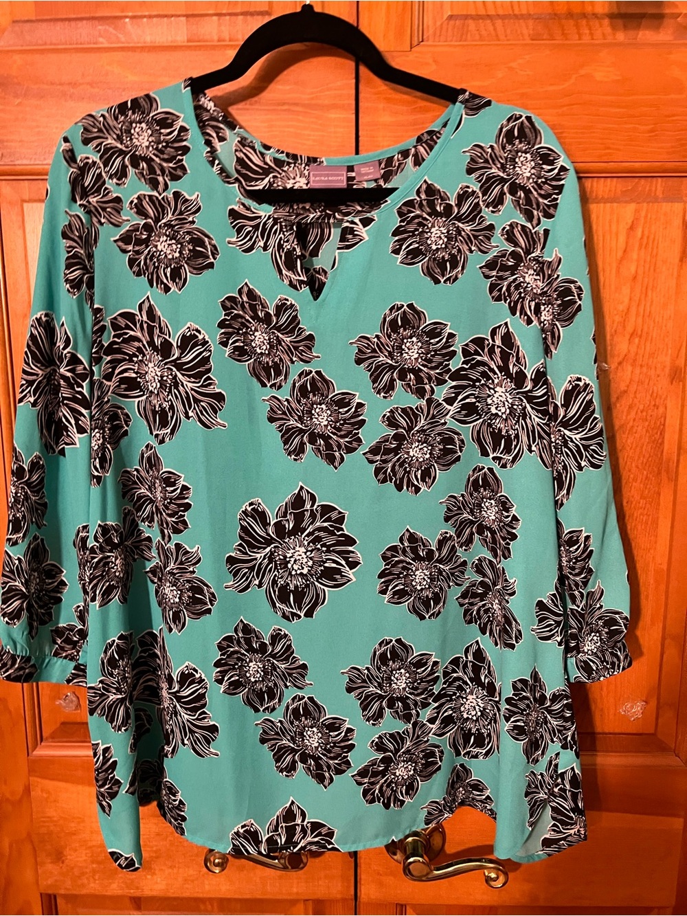 Laura Scott Aqua Floral Blouse